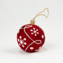 Load image into Gallery viewer, Holiday Ornament Hand Embroidered Red Felt Assorted
