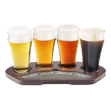Load image into Gallery viewer, Craft Beer Flight Set with Wood and Slate Serving Board
