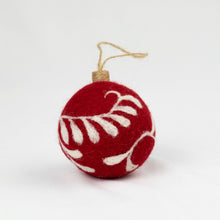 Load image into Gallery viewer, Holiday Ornament Hand Embroidered Red Felt Assorted
