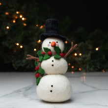 Load image into Gallery viewer, Felt Snowman with Holly Scarf: Large
