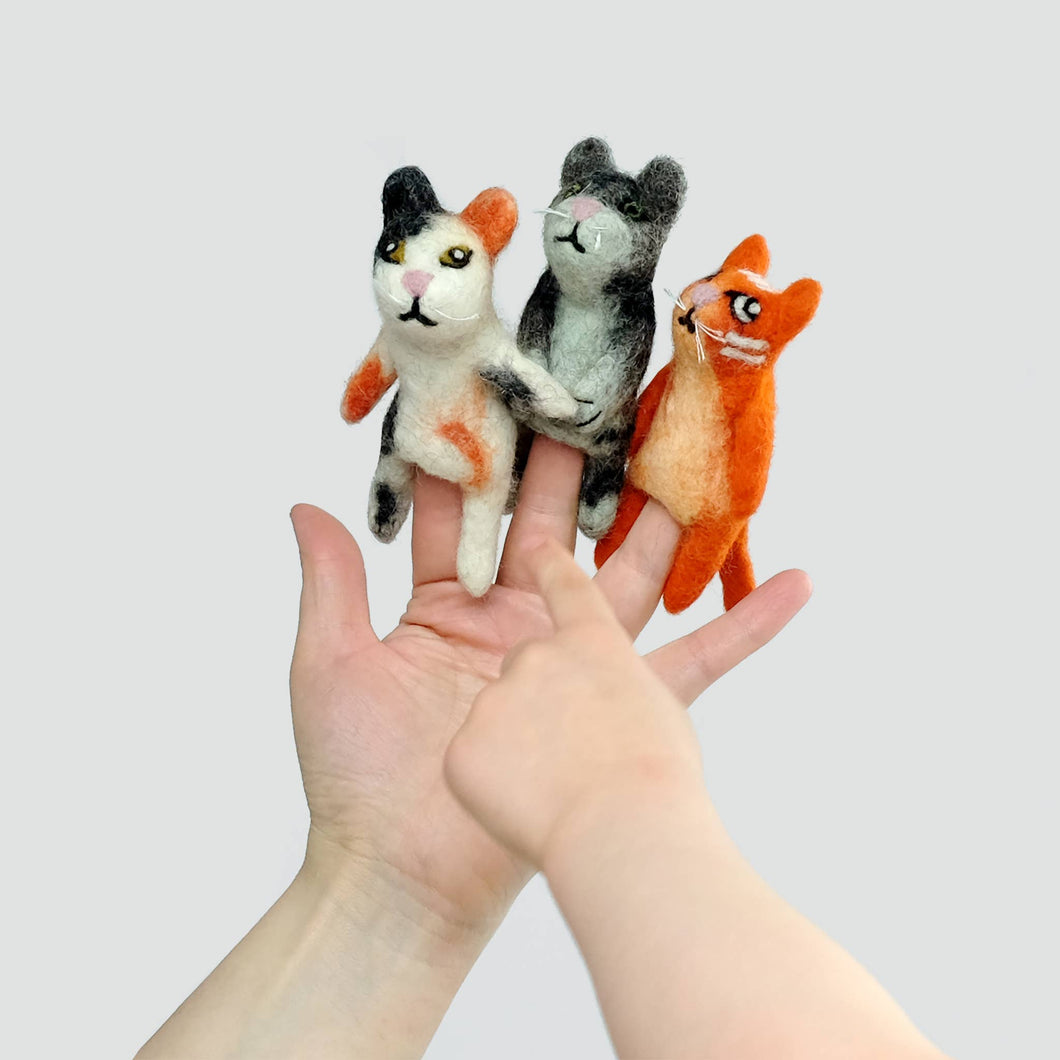 Cat Felt Finger Puppets  - Assorted Set of 6 for $30