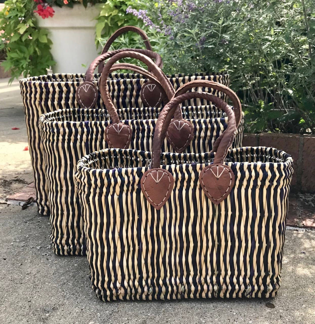 Set of 3 Moroccan Baskets - Midnight Stripe